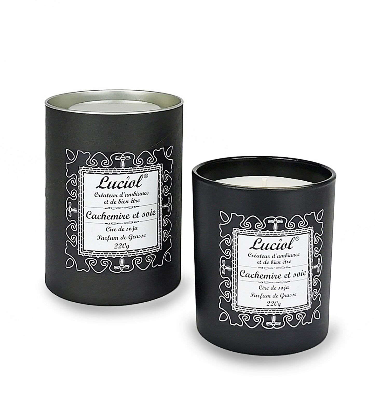 Bougie naturelle parfumée 220g Cachemire et soie